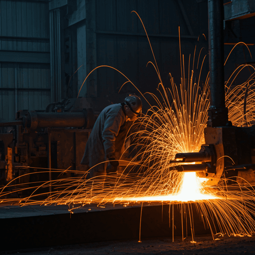 Industrial forge environment with orange light